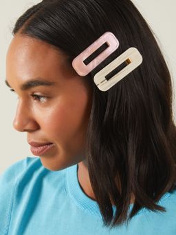 Accessorize London - Women Multi-Colour Marble Resin Snap Hair Clips (Pack Of 2)