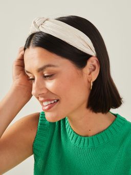 Accessorize London - Women Cream Pleated Knot Hairband