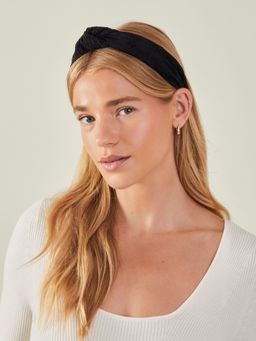 Accessorize London - Women Black Pleated Knot Hairband