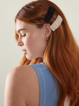 Accessorize London - Women Multi-Colour Pleated Fabric Hair Clips (Pack Of 2)