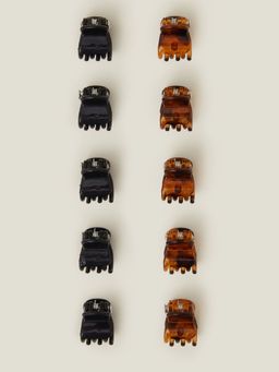 Accessorize London - Women Multi-Colour Mini Hair Claw Clips (Pack Of 10)