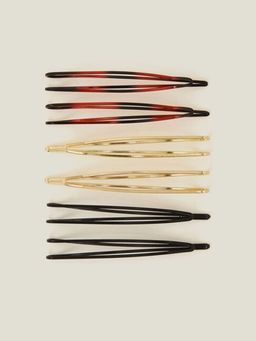 Accessorize London - Women Multi-Colour Mix Metal Hair Clips (Pack Of 6)