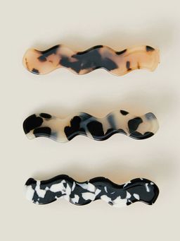 Accessorize London - Women Multi-Colour Wiggle Resin Hair Clips (Pack Of 3)