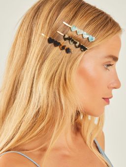 Accessorize London - Women Multi-Colour Resin Heart Hair Clips (Pack Of 3)