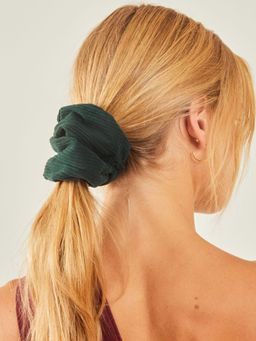 Accessorize London - Women Green Corduroy Hair Scrunchie
