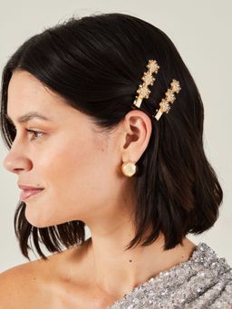 Accessorize London - Women Gold Snowflake Salon Hair Clips (Pack Of 2)