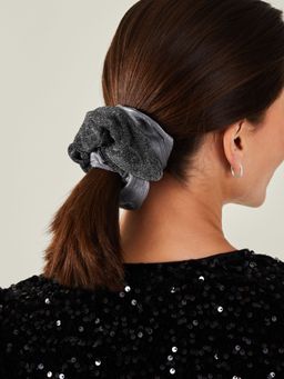 Accessorize London - Women Grey Metallic Hair Scrunchies (Pack Of 2)