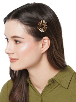 Accessorize London - Women's Gold Pleated Metal Hair Clip