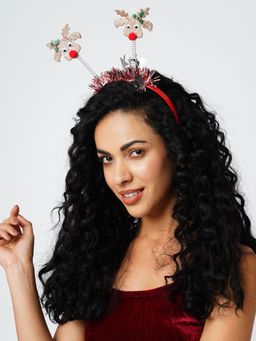 Accessorize London - Red Glitter Reindeer Bopper Headband