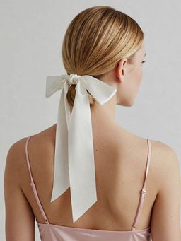 Mueras - Off White Satin Silk Luxury Hair Ribbon