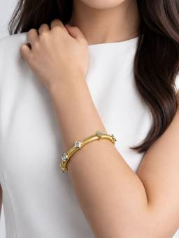 Isharya - White Frito Mirror Statement Kada 18Kt Gold Plating