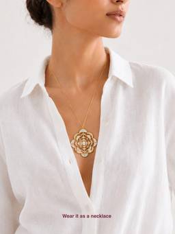 Isharya - White Spirula Versatile Mirror Brooch Necklace 18Kt Gold Plating