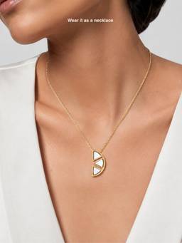 Isharya - White Melon Versatile Mirror Brooch Necklace 18Kt Gold Plating