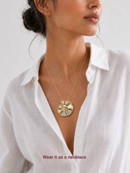 Isharya - White Conch Versatile Mirror Brooch Necklace 18Kt Gold Plating