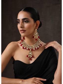 MINAKI - White Gulnaaz Kundan Jewellery Set