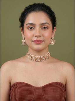 MINAKI - White Vanshratna Kundan - Polki Jewellery Set