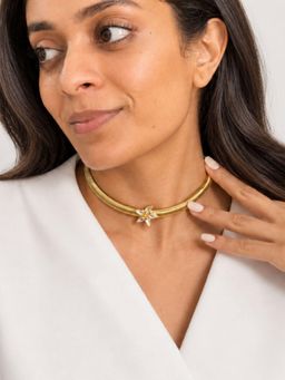 Isharya - White Stari Mirror Choker Necklace 18Kt Gold Plating