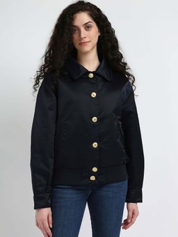 Tommy Hilfiger - TEDDY COLLAR SATIN PADDED JACK Women Navy Blue Jacket