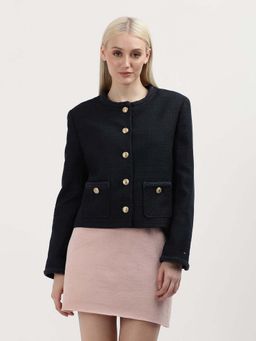 Tommy Hilfiger - TWEED CO MIX CREW NECK JACKET Women Navy Blue Jacket