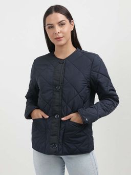 Tommy Hilfiger - FA 24 COLLARLESS QUILTED SHORT Women Navy Blue Jacket