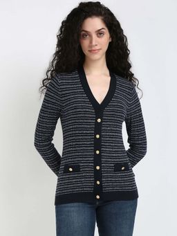 Tommy Hilfiger - TEXTURED V-NK CARDIGAN Women Black Cardigan