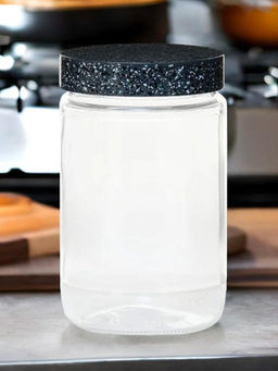 At Home by Nilkamal - Ebony 660 ml Round Storage Jar Grey