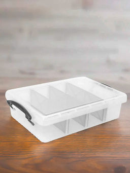 At Home by Nilkamal - Plastic Storage Tray with 4 Dividers Transparent