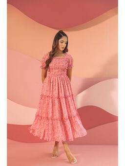 Polago Clothing - Pink Smocked Maxi Dress