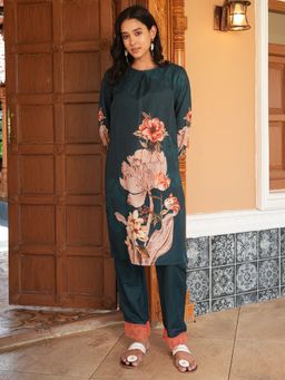 Qissa - Women Green Floral Co-Ord (Set of 2)