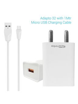 Portronics - Adapto 32 M 2.4A Adapter,Dual Output,12W Max Output,1M Micro USB Charging Cable(White)