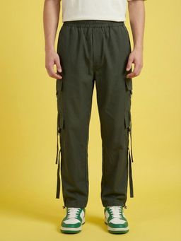 Buynewtrend - Men Green Black Street Style Multi Pocket Cargo