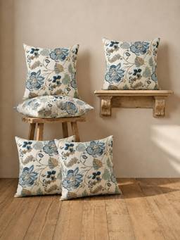 The Home Story - Azure Fern Digital Printed Cotton Cushion Covers (Pack of 5)