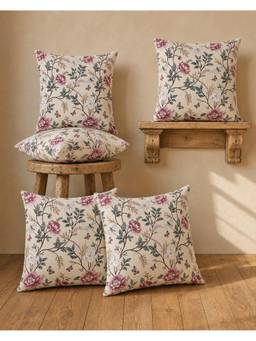 The Home Story - Mauve Vine Digital Printed Cotton Cushion Covers (Pack of 5)