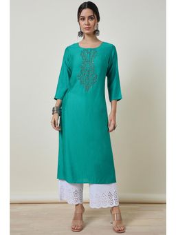 Soch - Teal Viscose Blend Cutdana Detailed Kurta