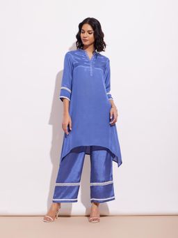 Pink Fort - Blue Viscose Handkerchief Kurta