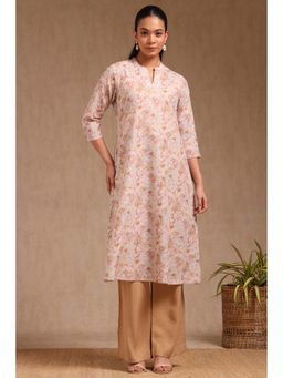 Soch - Womens Multicolour Cotton Floral Print Kurta with Beads