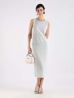 Calvin Klein - Polyester Round Neck Sheath Dress Grey