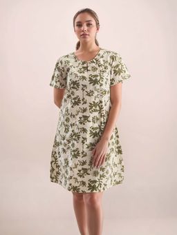 Zink London - Womens Short Sleeves Knee-Length Dress Green