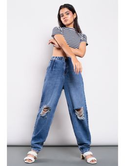 FREAKINS - Knee Distressed Slouchy Jeans
