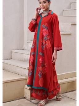 DEVRI - Rust Printed Kurta with Palazzo