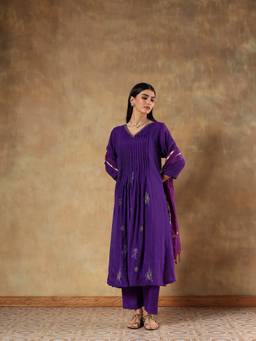 DEVRI - Purple Amara Violet Premium Kurta with Pant and Dupatta