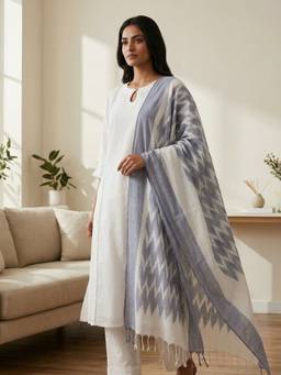 DEVRI - White Kritika Cotton Printed Kurta with Pant and Dupatta