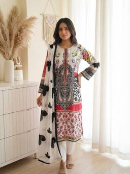 DEVRI - Ivory Amaira Pure Muslin Kurta with Salwar and Dupatta
