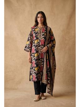 DEVRI - Black Gulnaar Modal Silk Printed Kurta with Salwar and Dupatta