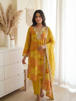 DEVRI - Yellow Haldi Gota Patti Kurta with Salwar and Dupatta
