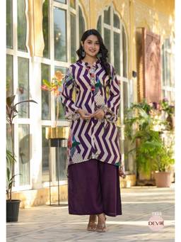 DEVRI - Multi-Color Stylish Pure Muslin Kurta with Salwar