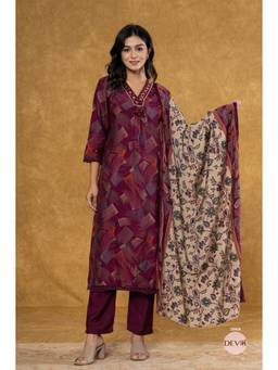 DEVRI - Multi-Color Stylish Pure Modal Kurta with Salwar and Dupatta