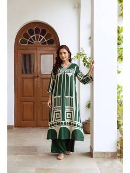 DEVRI - Green Pure German Reyon Kurta with Salwar