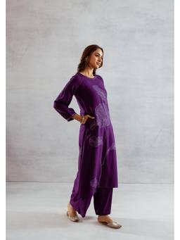 DEVRI - Purple Pure German Reyon Kurta with Salwar