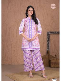DEVRI - Pink Mul Cotton Pakistani Kurta with Salwar